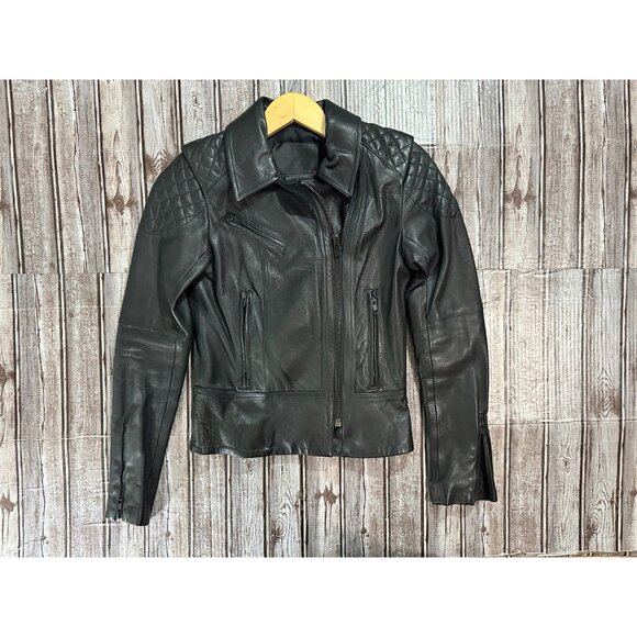 A.L.C. Leather Baby Calf Moto Biker Jacket coat Sz 0 color Black NWOT - Picture 1 of 7